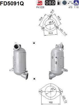 AS FD5091Q - Nosēdumu / Daļiņu filtrs, Izplūdes gāzu sistēma www.autospares.lv