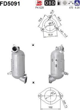 AS FD5091 - Nosēdumu / Daļiņu filtrs, Izplūdes gāzu sistēma www.autospares.lv