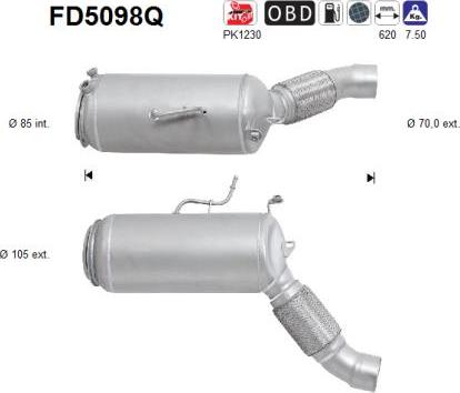 AS FD5098Q - Сажевый / частичный фильтр, система выхлопа ОГ www.autospares.lv