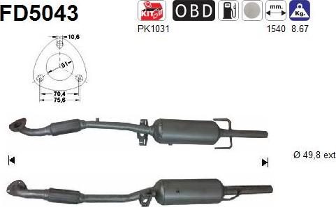 AS FD5043 - Сажевый / частичный фильтр, система выхлопа ОГ www.autospares.lv