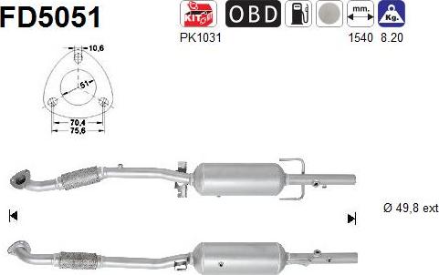 AS FD5051 - Сажевый / частичный фильтр, система выхлопа ОГ www.autospares.lv