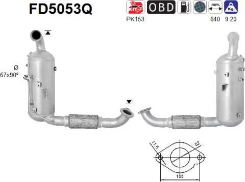 AS FD5053Q - Nosēdumu / Daļiņu filtrs, Izplūdes gāzu sistēma www.autospares.lv