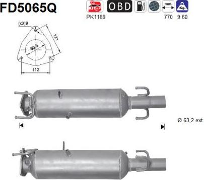 AS FD5065Q - Nosēdumu / Daļiņu filtrs, Izplūdes gāzu sistēma www.autospares.lv