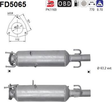 AS FD5065 - Nosēdumu / Daļiņu filtrs, Izplūdes gāzu sistēma autospares.lv