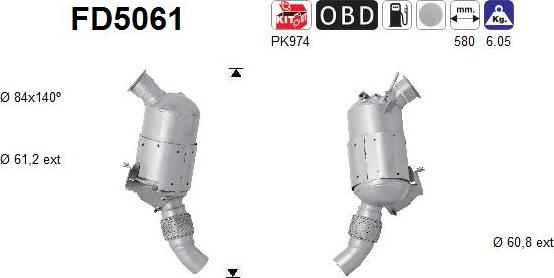 AS FD5061 - Nosēdumu / Daļiņu filtrs, Izplūdes gāzu sistēma www.autospares.lv