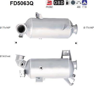 AS FD5063Q - Сажевый / частичный фильтр, система выхлопа ОГ www.autospares.lv