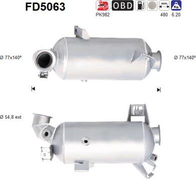 AS FD5063 - Nosēdumu / Daļiņu filtrs, Izplūdes gāzu sistēma www.autospares.lv