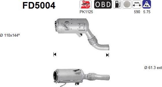 AS FD5004 - Сажевый / частичный фильтр, система выхлопа ОГ www.autospares.lv