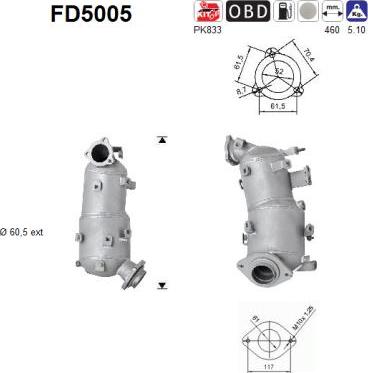 AS FD5005 - Сажевый / частичный фильтр, система выхлопа ОГ www.autospares.lv