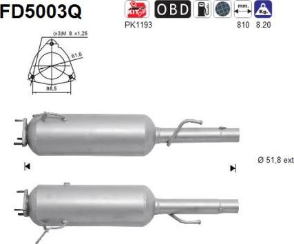 AS FD5003Q - Сажевый / частичный фильтр, система выхлопа ОГ www.autospares.lv