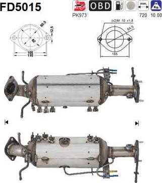 AS FD5015 - Сажевый / частичный фильтр, система выхлопа ОГ www.autospares.lv