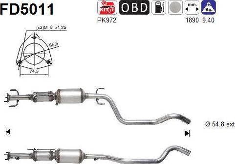 AS FD5011 - Nosēdumu / Daļiņu filtrs, Izplūdes gāzu sistēma autospares.lv