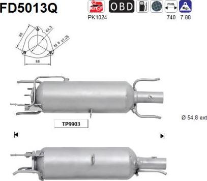 AS FD5013Q - Nosēdumu / Daļiņu filtrs, Izplūdes gāzu sistēma www.autospares.lv