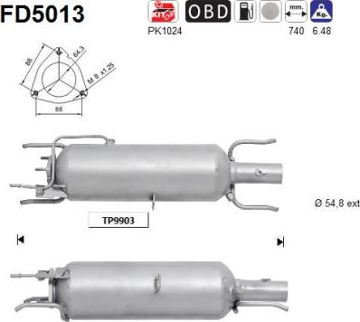 AS FD5013 - Nosēdumu / Daļiņu filtrs, Izplūdes gāzu sistēma www.autospares.lv