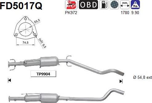 AS FD5017Q - Сажевый / частичный фильтр, система выхлопа ОГ www.autospares.lv