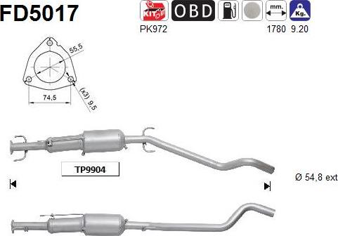 AS FD5017 - Сажевый / частичный фильтр, система выхлопа ОГ www.autospares.lv