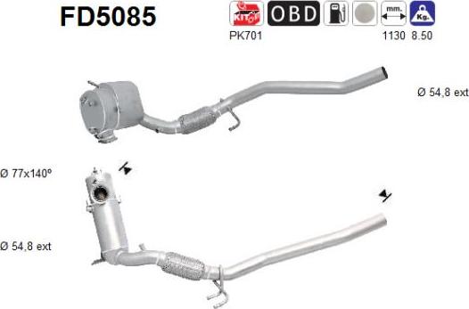 AS FD5085 - Сажевый / частичный фильтр, система выхлопа ОГ www.autospares.lv