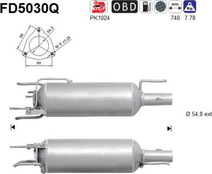 AS FD5030Q - Nosēdumu / Daļiņu filtrs, Izplūdes gāzu sistēma www.autospares.lv