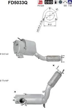 AS FD5033Q - Nosēdumu / Daļiņu filtrs, Izplūdes gāzu sistēma autospares.lv