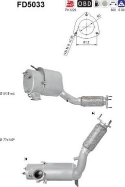 AS FD5033 - Nosēdumu / Daļiņu filtrs, Izplūdes gāzu sistēma autospares.lv