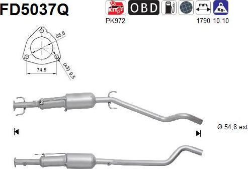 AS FD5037Q - Nosēdumu / Daļiņu filtrs, Izplūdes gāzu sistēma www.autospares.lv