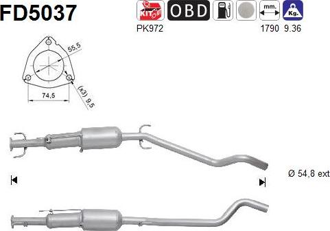 AS FD5037 - Nosēdumu / Daļiņu filtrs, Izplūdes gāzu sistēma www.autospares.lv