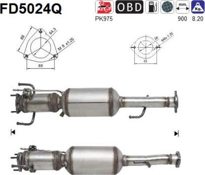 AS FD5024Q - Nosēdumu / Daļiņu filtrs, Izplūdes gāzu sistēma www.autospares.lv