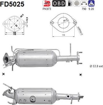 AS FD5025 - Сажевый / частичный фильтр, система выхлопа ОГ www.autospares.lv