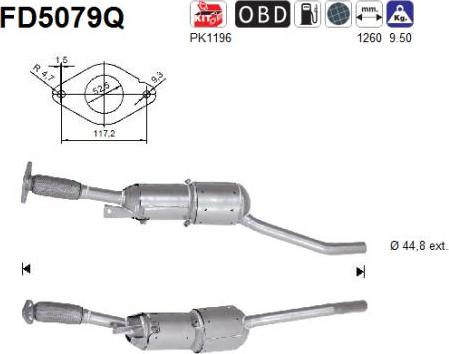 AS FD5079Q - Nosēdumu / Daļiņu filtrs, Izplūdes gāzu sistēma autospares.lv