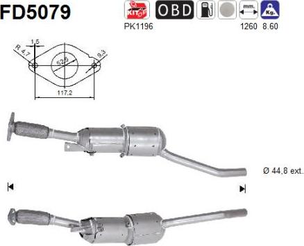 AS FD5079 - Nosēdumu / Daļiņu filtrs, Izplūdes gāzu sistēma autospares.lv