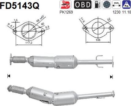 AS FD5143Q - Сажевый / частичный фильтр, система выхлопа ОГ www.autospares.lv