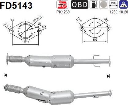 AS FD5143 - Сажевый / частичный фильтр, система выхлопа ОГ www.autospares.lv