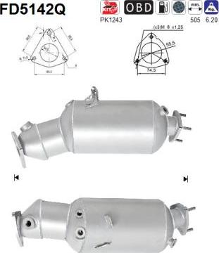 AS FD5142Q - Nosēdumu / Daļiņu filtrs, Izplūdes gāzu sistēma autospares.lv