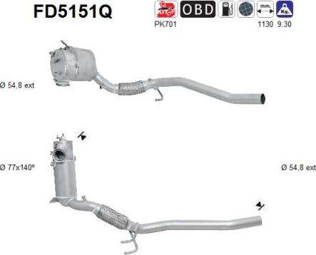 AS FD5151Q - Сажевый / частичный фильтр, система выхлопа ОГ www.autospares.lv