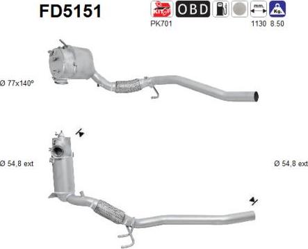 AS FD5151 - Nosēdumu / Daļiņu filtrs, Izplūdes gāzu sistēma autospares.lv