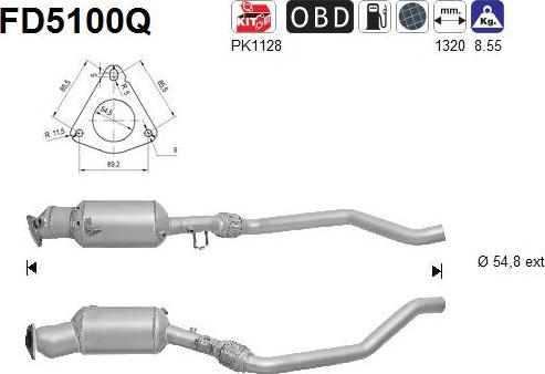 AS FD5100Q - Сажевый / частичный фильтр, система выхлопа ОГ www.autospares.lv