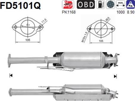 AS FD5101Q - Сажевый / частичный фильтр, система выхлопа ОГ www.autospares.lv