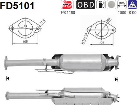 AS FD5101 - Сажевый / частичный фильтр, система выхлопа ОГ www.autospares.lv