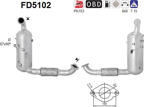 AS FD5102 - Nosēdumu / Daļiņu filtrs, Izplūdes gāzu sistēma www.autospares.lv