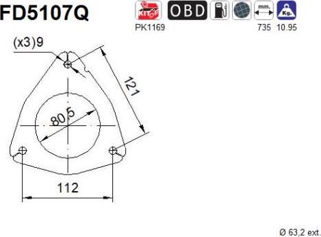 AS FD5107Q - Nosēdumu / Daļiņu filtrs, Izplūdes gāzu sistēma autospares.lv