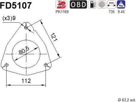 AS FD5107 - Nosēdumu / Daļiņu filtrs, Izplūdes gāzu sistēma autospares.lv