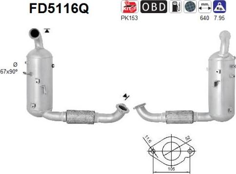 AS FD5116Q - Сажевый / частичный фильтр, система выхлопа ОГ www.autospares.lv