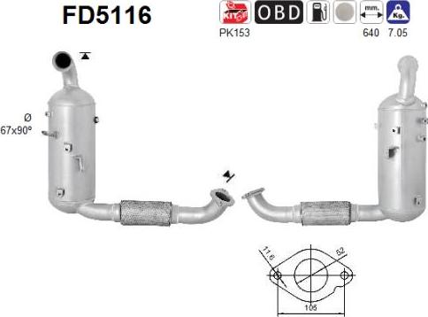 AS FD5116 - Сажевый / частичный фильтр, система выхлопа ОГ www.autospares.lv