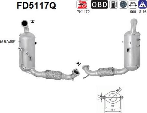 AS FD5117Q - Сажевый / частичный фильтр, система выхлопа ОГ www.autospares.lv