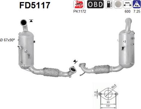 AS FD5117 - Сажевый / частичный фильтр, система выхлопа ОГ www.autospares.lv