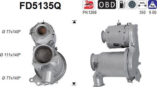 AS FD5135Q - Nosēdumu / Daļiņu filtrs, Izplūdes gāzu sistēma www.autospares.lv