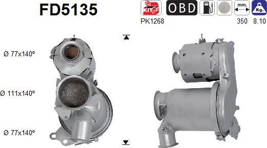 AS FD5135 - Nosēdumu / Daļiņu filtrs, Izplūdes gāzu sistēma www.autospares.lv