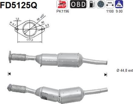 AS FD5125Q - Сажевый / частичный фильтр, система выхлопа ОГ www.autospares.lv