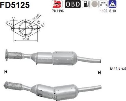 AS FD5125 - Nosēdumu / Daļiņu filtrs, Izplūdes gāzu sistēma www.autospares.lv