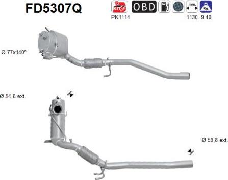 AS FD5307Q - Сажевый / частичный фильтр, система выхлопа ОГ www.autospares.lv